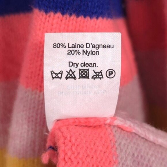 J.CREW‎ Teddie LAMBS WOOL Blend Striped Multi Pullover Sweater LARGE Women F7810 - Picture 11 of 11